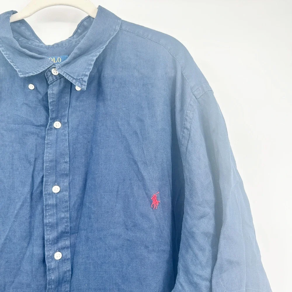 Polo Ralph Lauren Mens Bundle Lot (2) Linen Cotton Button‎ Down Shirts 4XL Tall